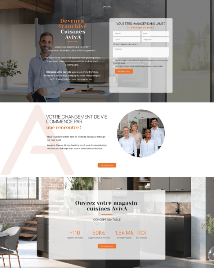 Landing Page pour Branding de Cuisines AvivA 2