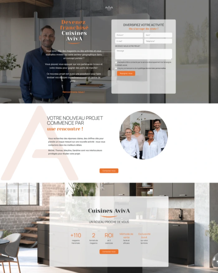 Landing Page pour Branding de Cuisines AvivA 3