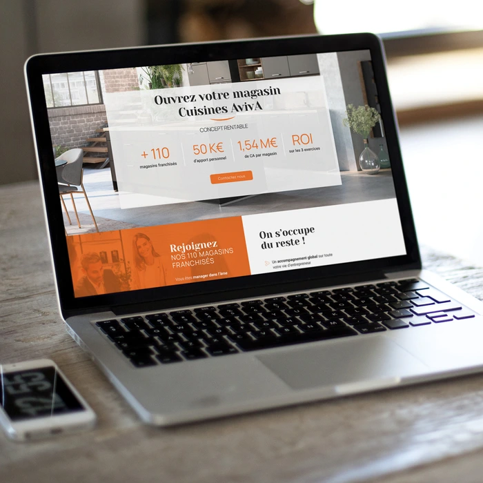 Mockup de Landing Page pour Cuisines AvivA